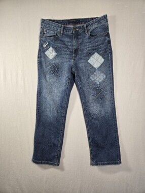Tommy Hilfiger Patchwork Tribeca Straight Ankle Jeans Women's Size 12